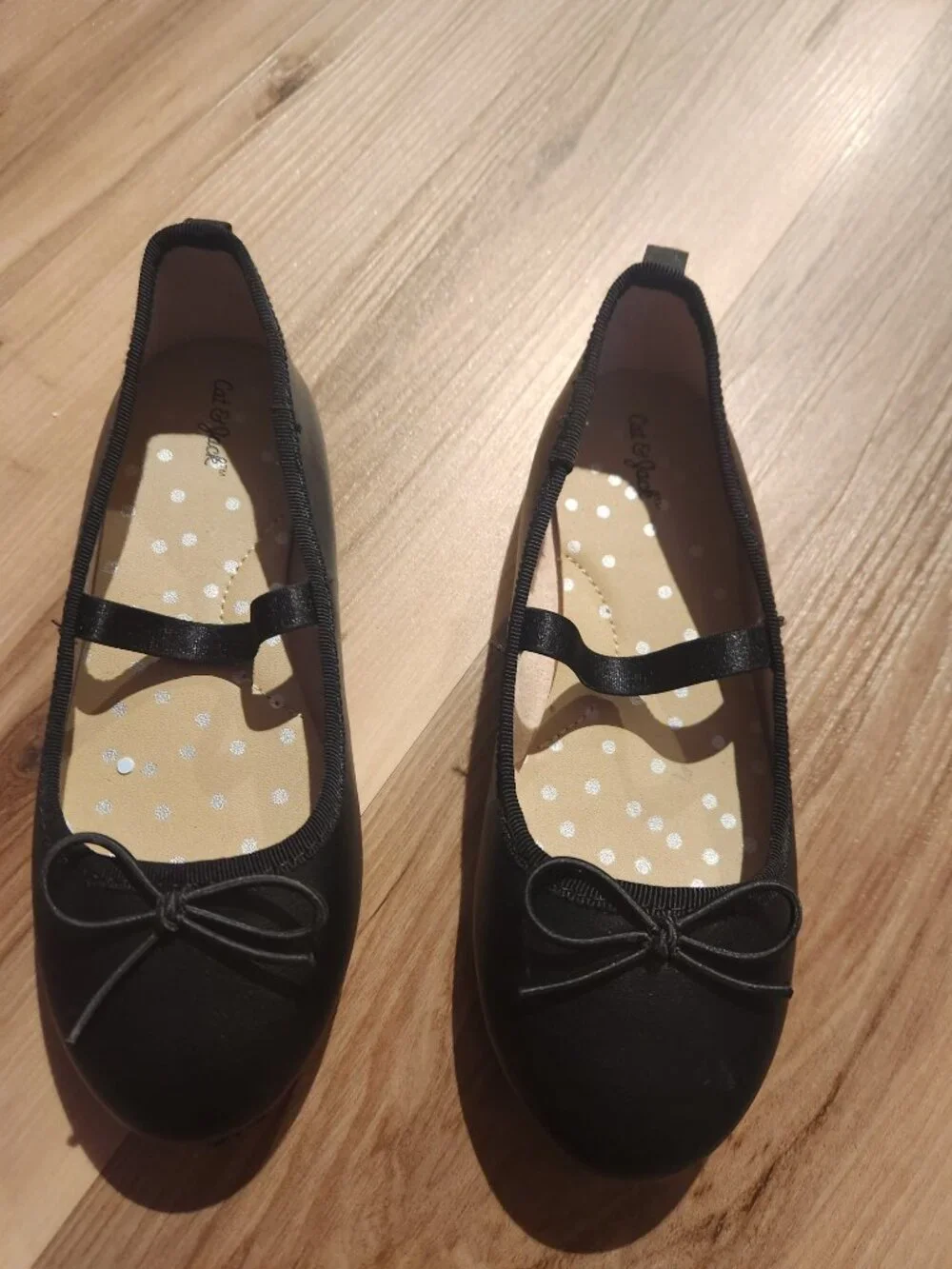 Cat & Jack Black Ballet Flats with Bow LITTLE GIRLS SIZE 12